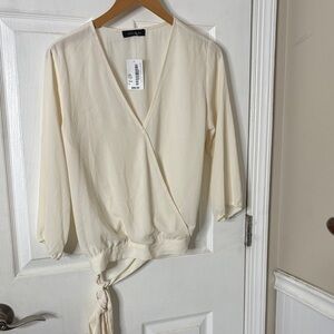 South Moon Under Ivory V-Neck Blouse